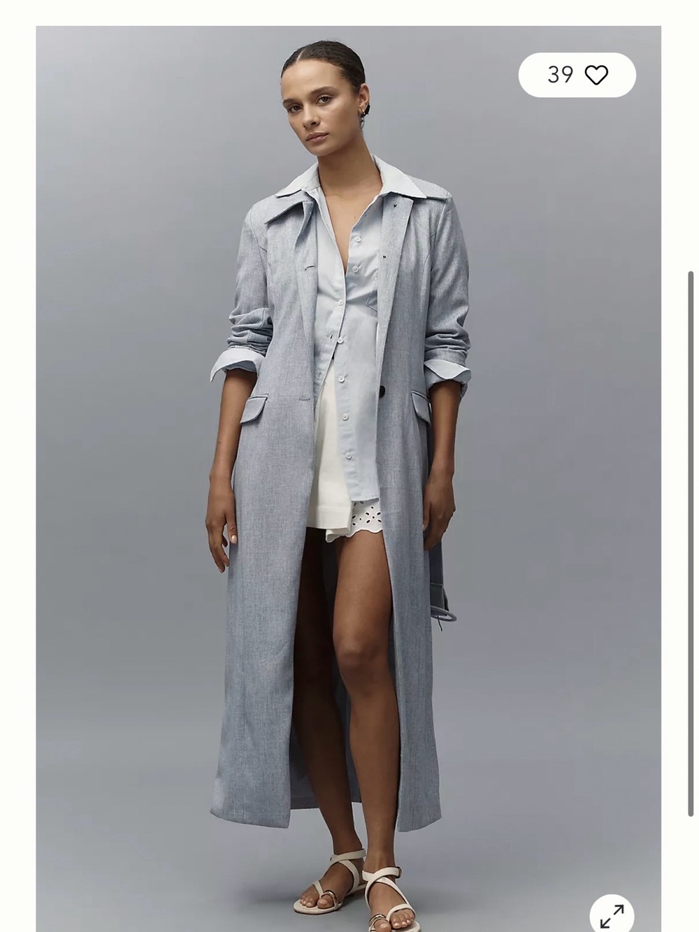 Light Blue Long Trench Coat - Women's Lightweight Overcoat